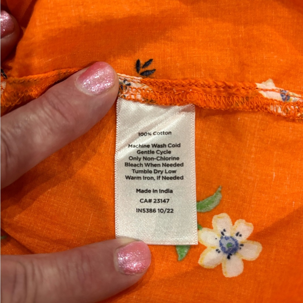 Talbots Tangerine Floral Button Down Shirt - Picture 9 of 10